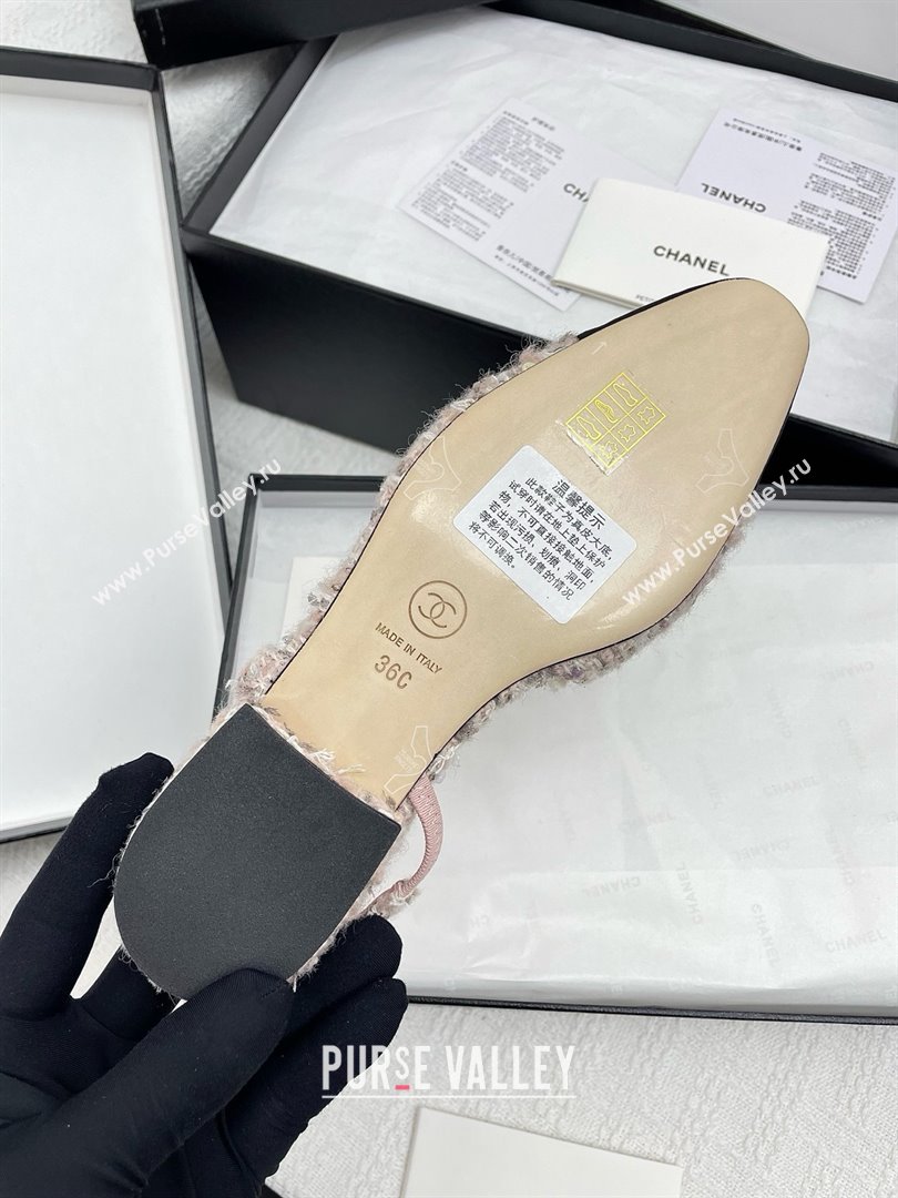 Chanel Tweed Grosgrain Slingbacks Flats G31319 Pink 2025 (KL-25071001)