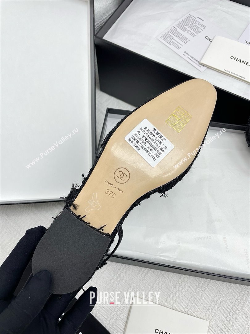 Chanel Tweed Grosgrain Slingbacks Flats with Sequins G31319 Black 2025 (KL-25071004)