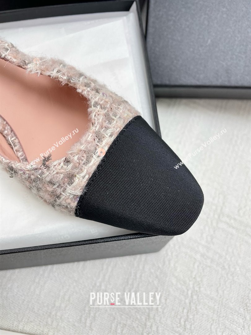 Chanel Tweed Grosgrain Slingbacks Pumps 6.5cm Heel G31318 Pink 2025 (KL-25071002)