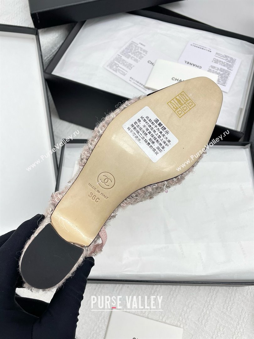 Chanel Tweed Grosgrain Slingbacks Pumps 6.5cm Heel G31318 Pink 2025 (KL-25071002)