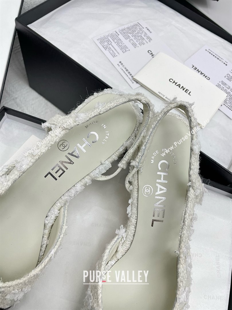 Chanel Tweed Patent Leather Slingbacks Pumps 6.5cm Heel G31318 Black/White 2025 (KL-25071008)