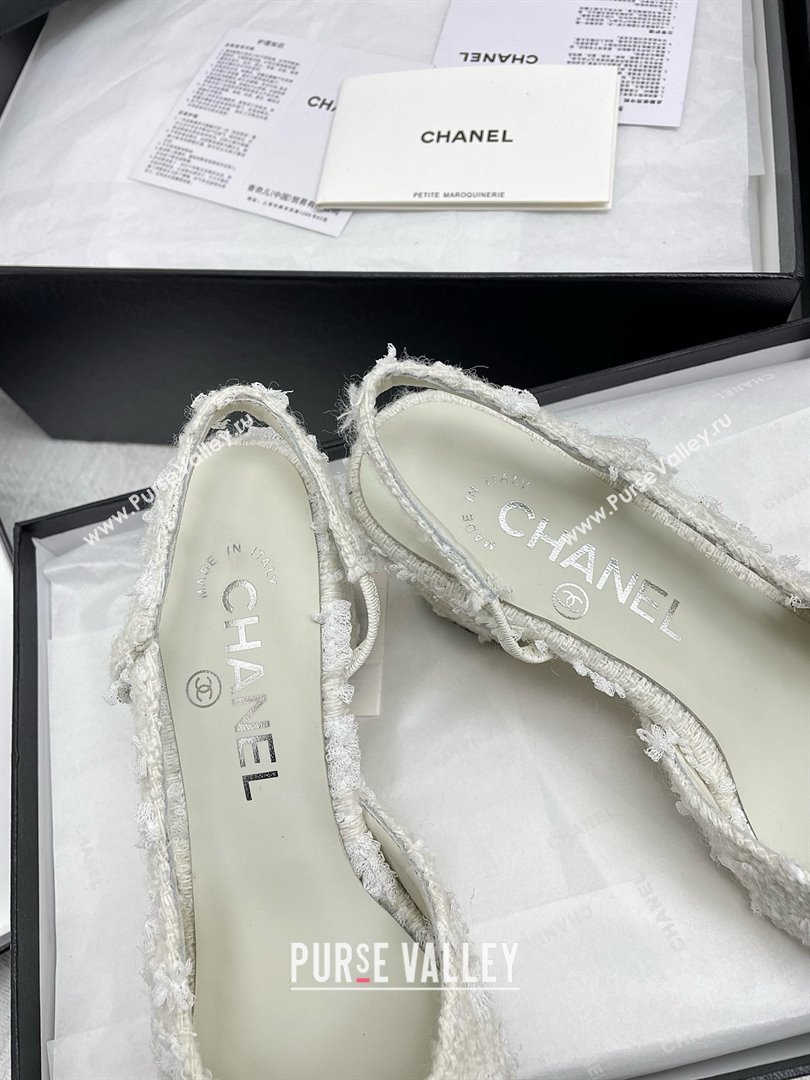 Chanel Tweed Patent Leather Slingbacks Pumps 6.5cm Heel G31318 Black/White 2025 (KL-25071008)