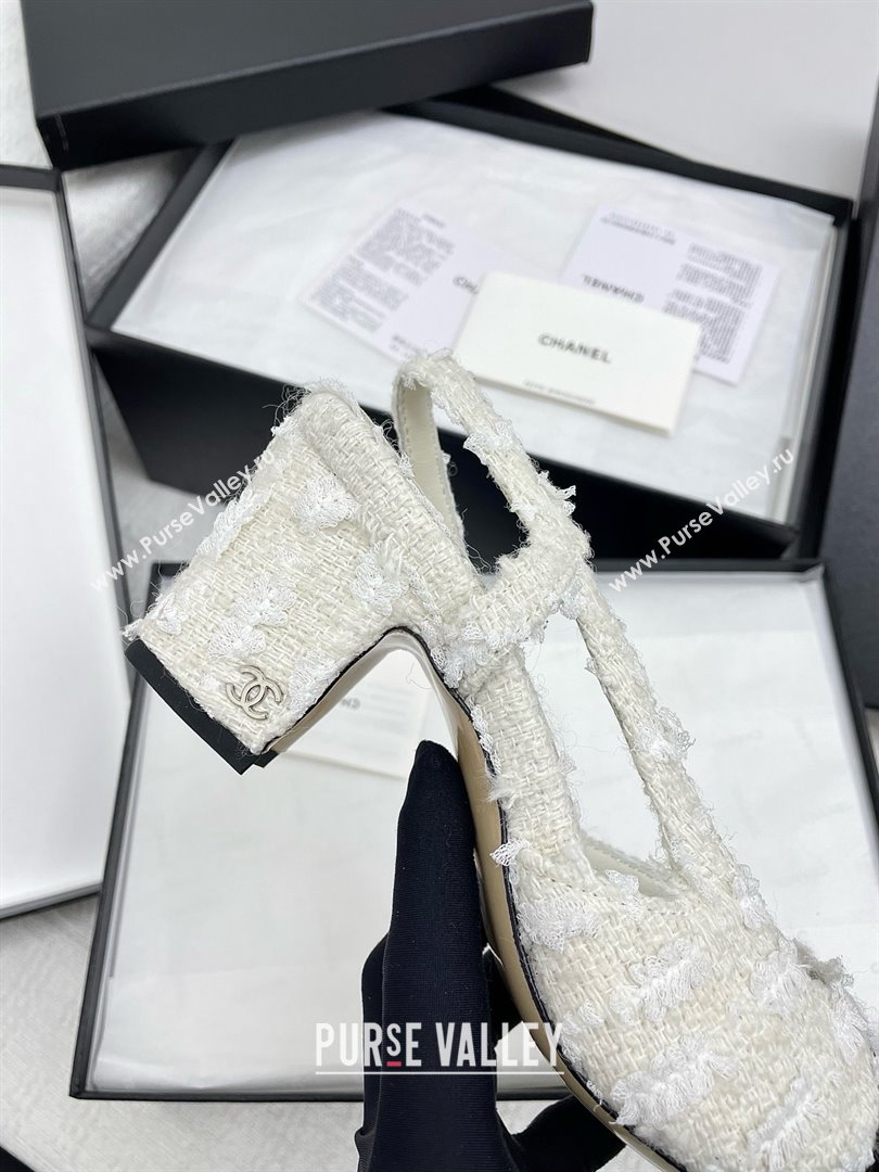 Chanel Tweed Patent Leather Slingbacks Pumps 6.5cm Heel G31318 Black/White 2025 (KL-25071008)