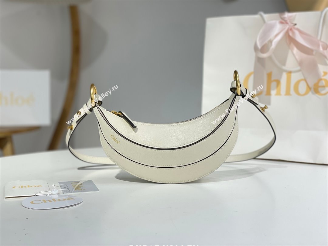Chloe Banana Cross-body Bag in Grained Leather W865 White 2025 (DL-25071103)