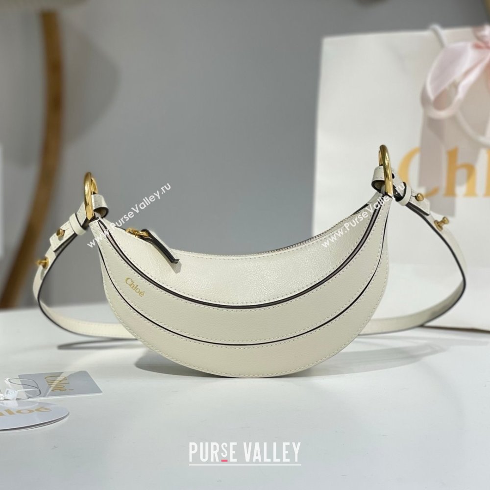 Chloe Banana Cross-body Bag in Grained Leather W865 White 2025 (DL-25071103)