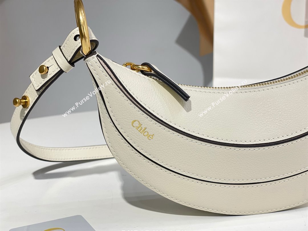 Chloe Banana Cross-body Bag in Grained Leather W865 White 2025 (DL-25071103)
