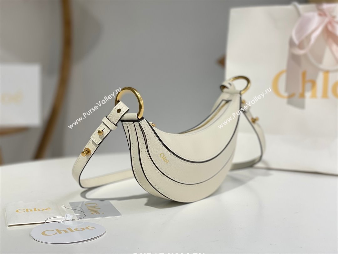 Chloe Banana Cross-body Bag in Grained Leather W865 White 2025 (DL-25071103)