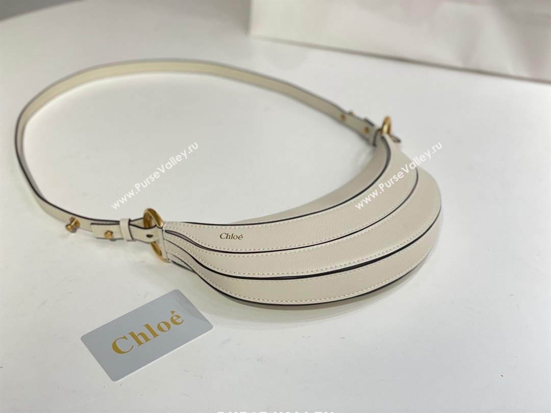 Chloe Banana Cross-body Bag in Grained Leather W865 White 2025 (DL-25071103)