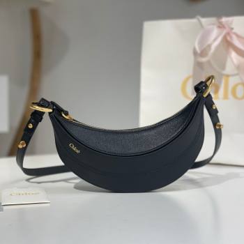 Chloe Banana Cross-body Bag in Grained Leather W865 Black 2025 (DL-25071104)
