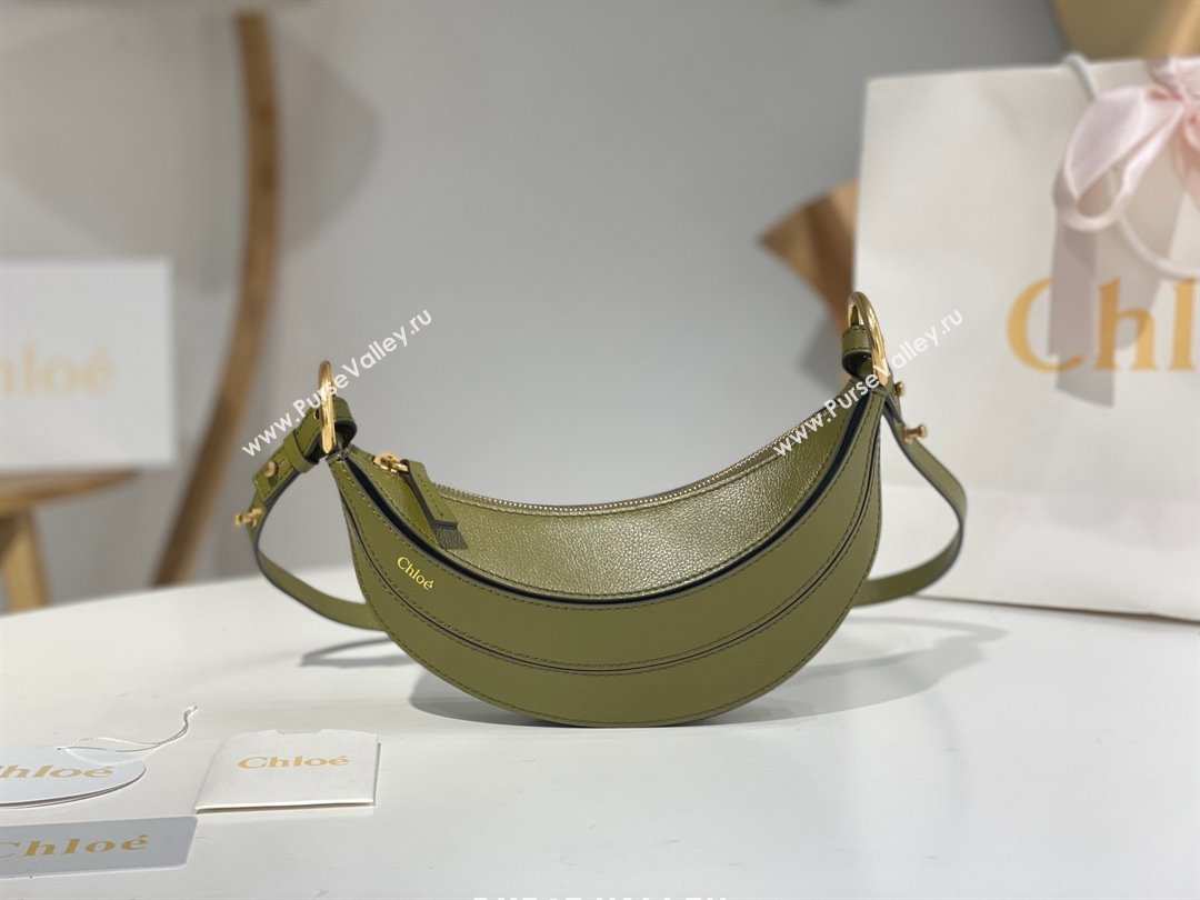 Chloe Banana Cross-body Bag in Grained Leather W865 Green 2025 (DL-25071102)