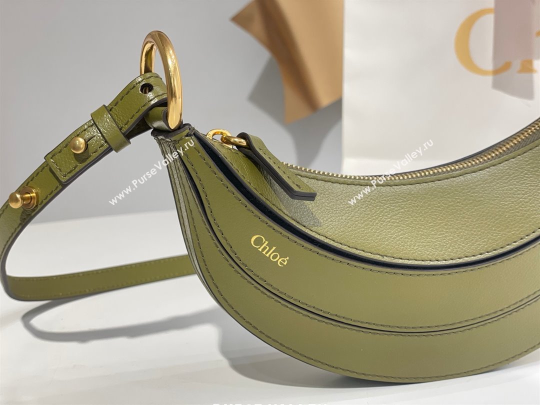 Chloe Banana Cross-body Bag in Grained Leather W865 Green 2025 (DL-25071102)