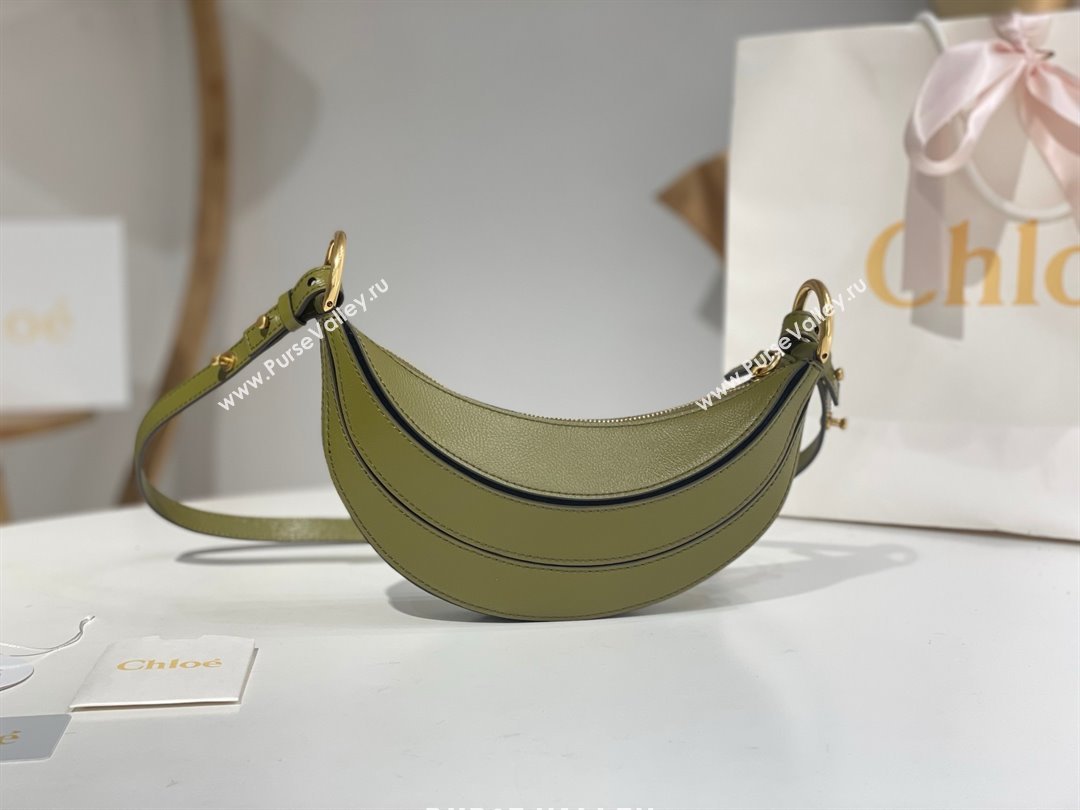 Chloe Banana Cross-body Bag in Grained Leather W865 Green 2025 (DL-25071102)