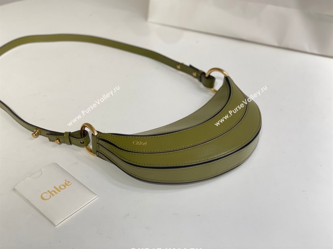 Chloe Banana Cross-body Bag in Grained Leather W865 Green 2025 (DL-25071102)