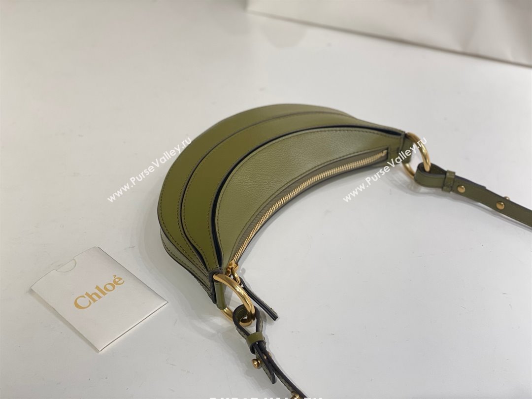 Chloe Banana Cross-body Bag in Grained Leather W865 Green 2025 (DL-25071102)