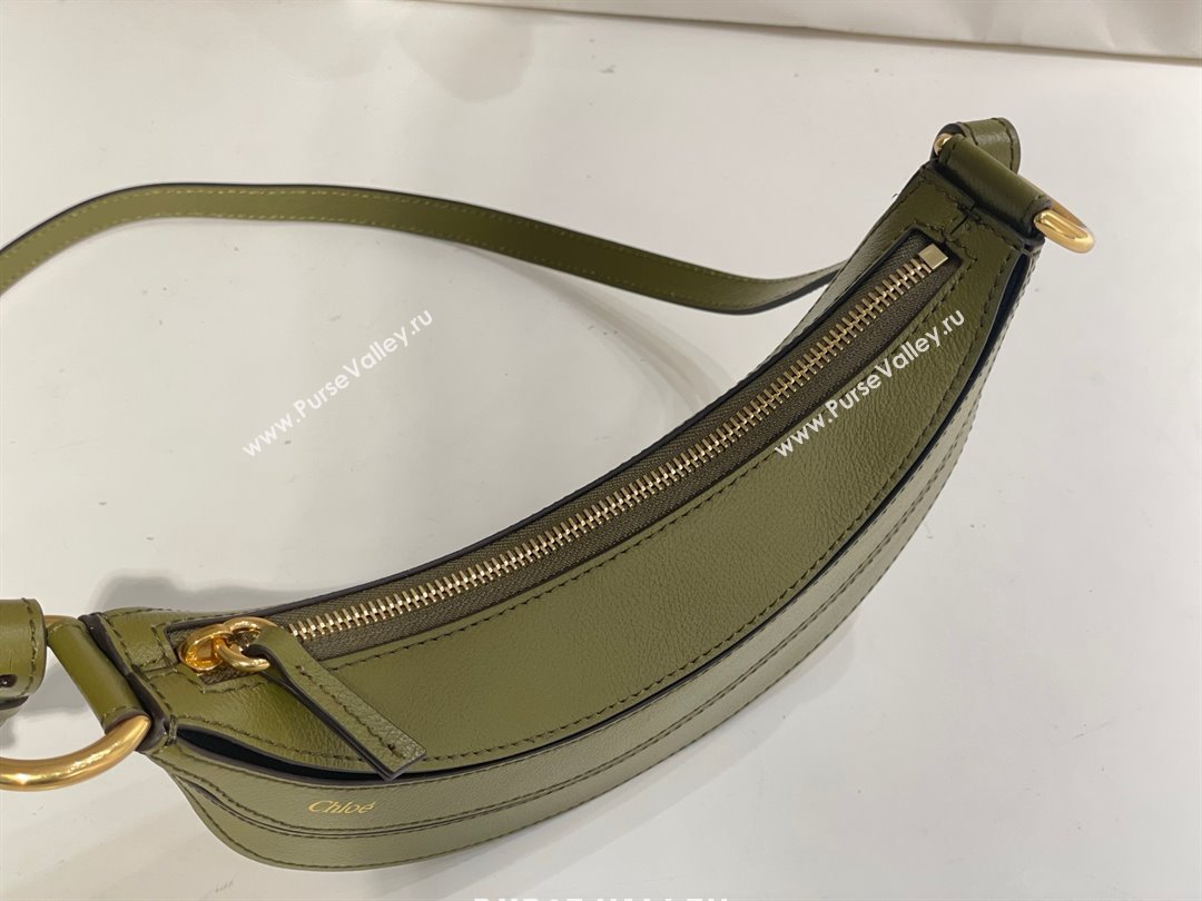 Chloe Banana Cross-body Bag in Grained Leather W865 Green 2025 (DL-25071102)