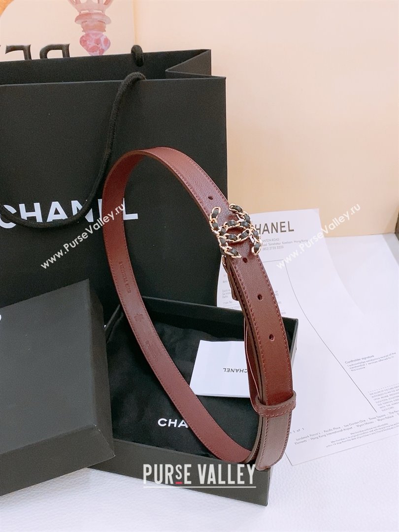 Chanel Calfskin Belt 2cm CH71111 Burgundy 2025 (YANG-25071111)
