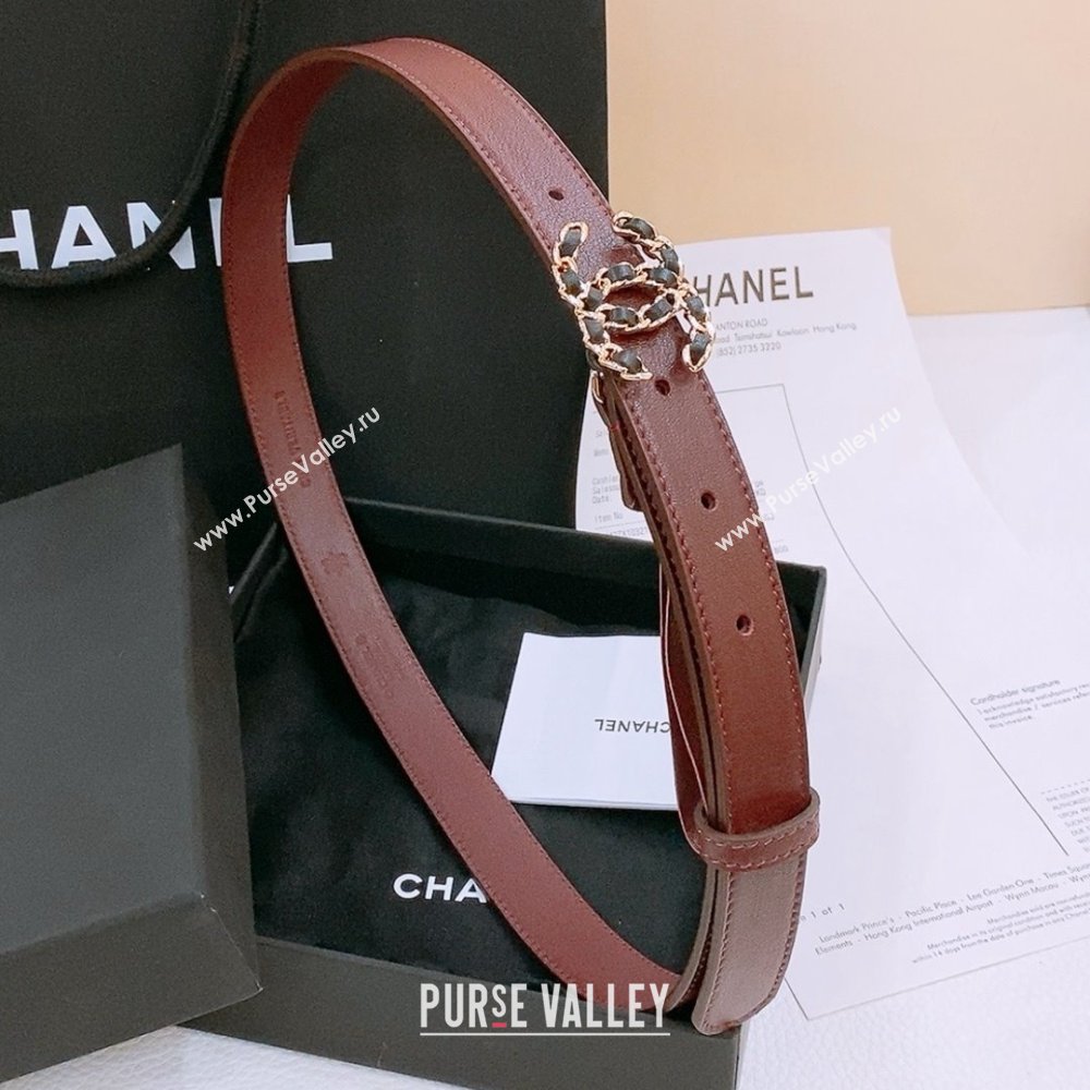 Chanel Calfskin Belt 2cm CH71111 Burgundy 2025 (YANG-25071111)