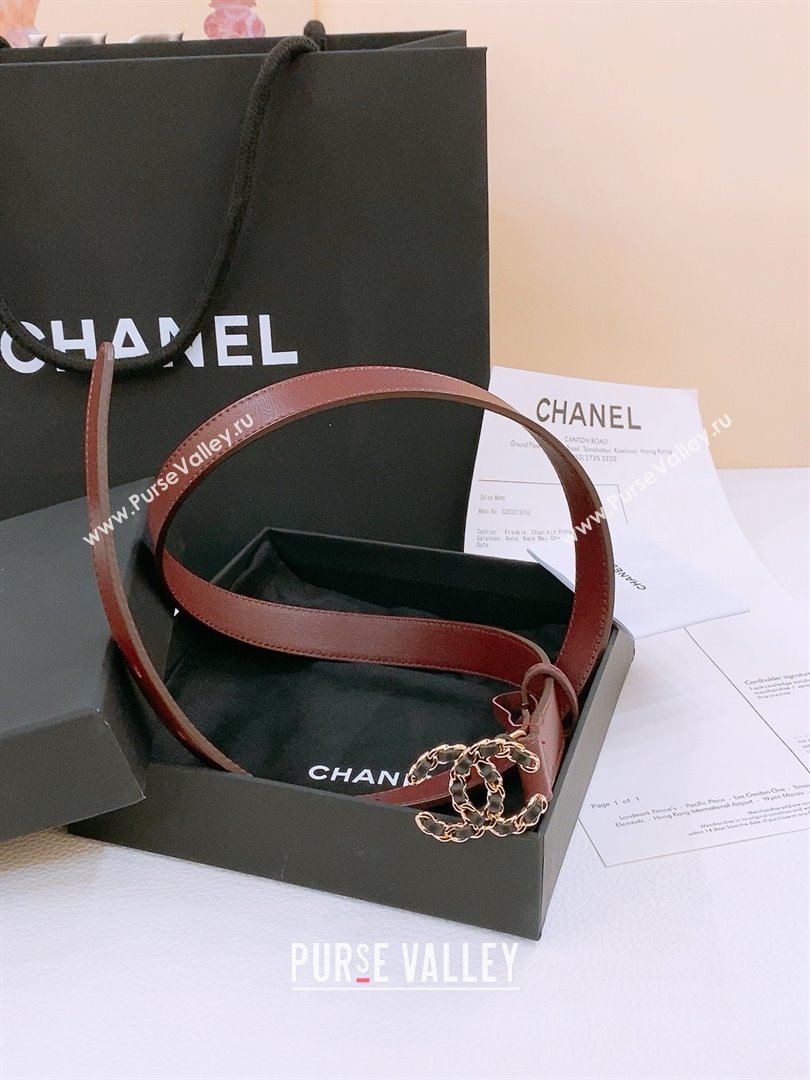 Chanel Calfskin Belt 2cm CH71111 Burgundy 2025 (YANG-25071111)