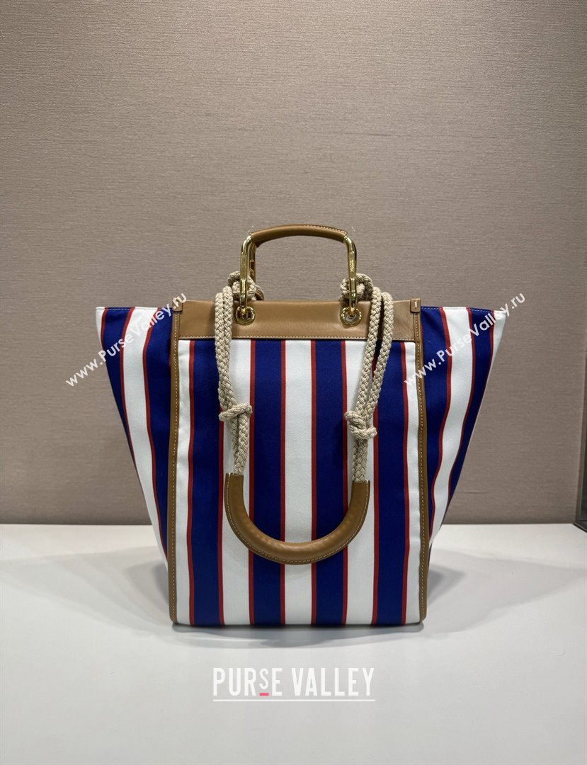 Prada Large Printed Canvas and Leather Tote Bag 1BG561 Blue 2025 (YZ-25071801)