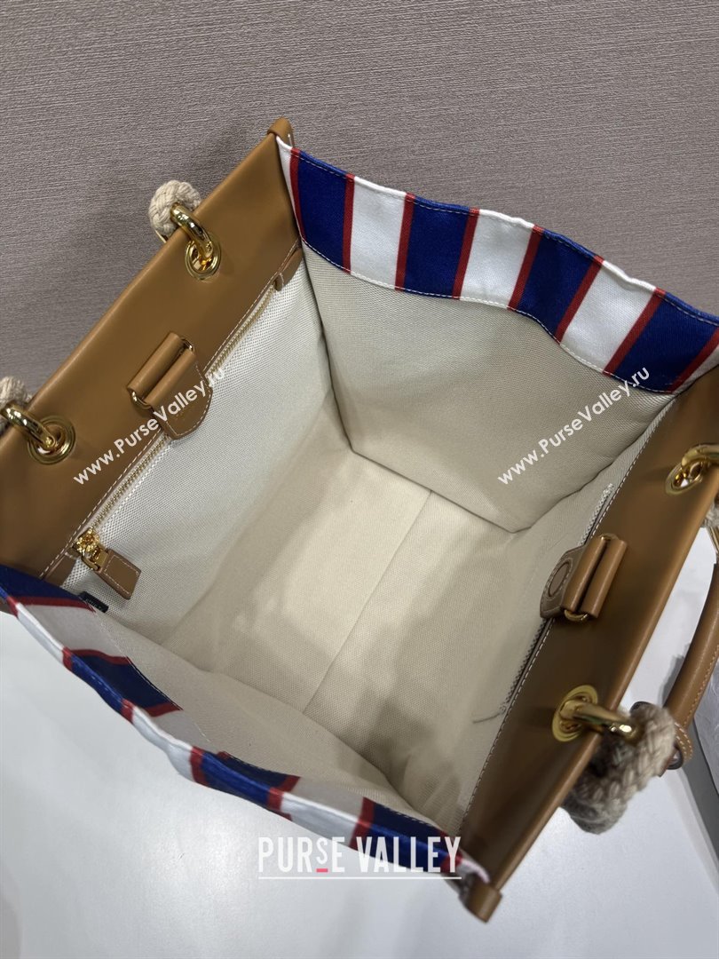 Prada Large Printed Canvas and Leather Tote Bag 1BG561 Blue 2025 (YZ-25071801)