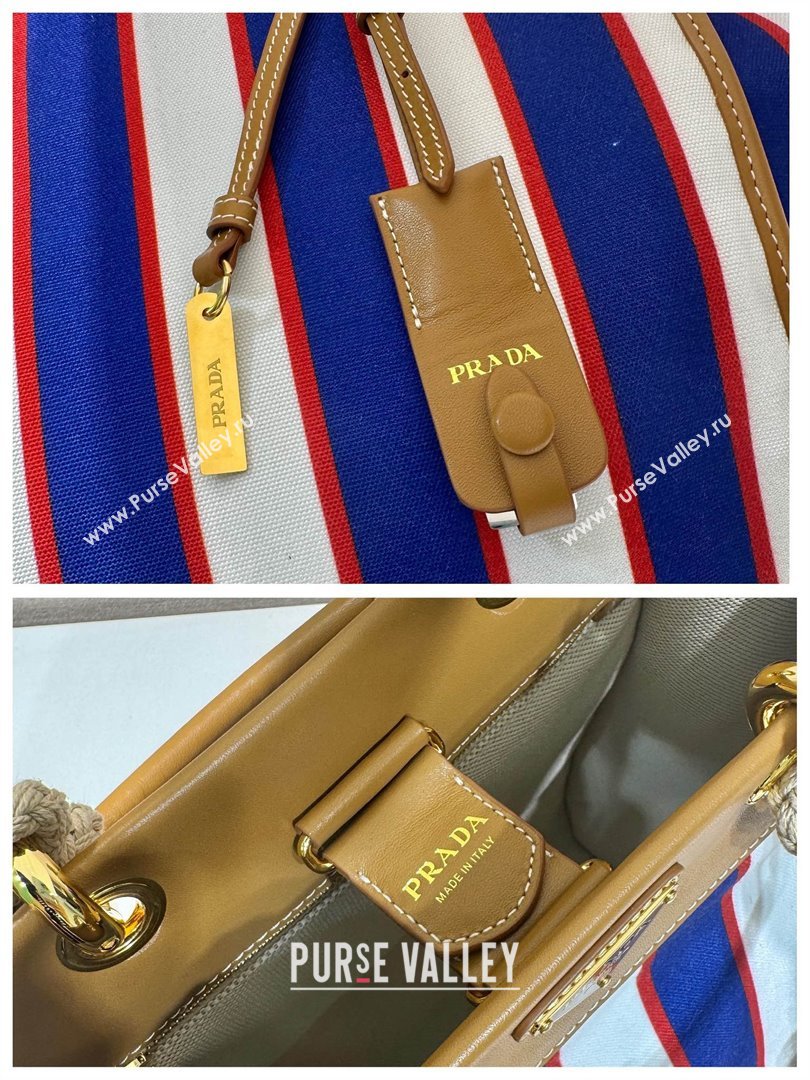 Prada Large Printed Canvas and Leather Tote Bag 1BG561 Blue 2025 (YZ-25071801)