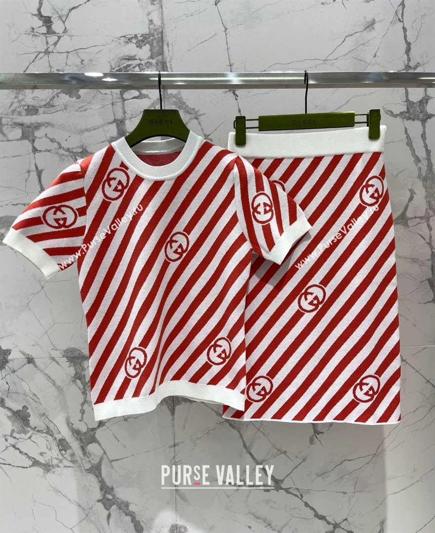 Gucci Wool Short-sleeved Sweater G072408 Red 2025 (Q-25072408)