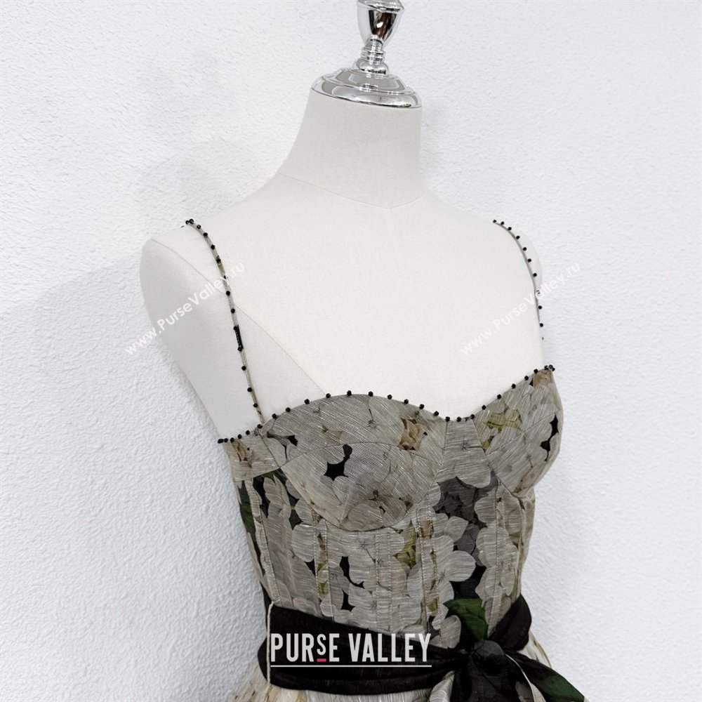 Zimmermann Printed Linen Silk Dress Z73012 Black 2025 (Q-25073012)