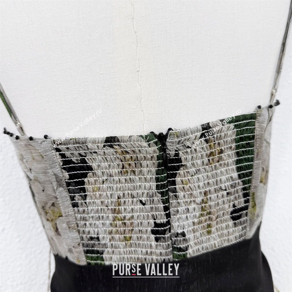 Zimmermann Printed Linen Silk Dress Z73012 Black 2025 (Q-25073012)