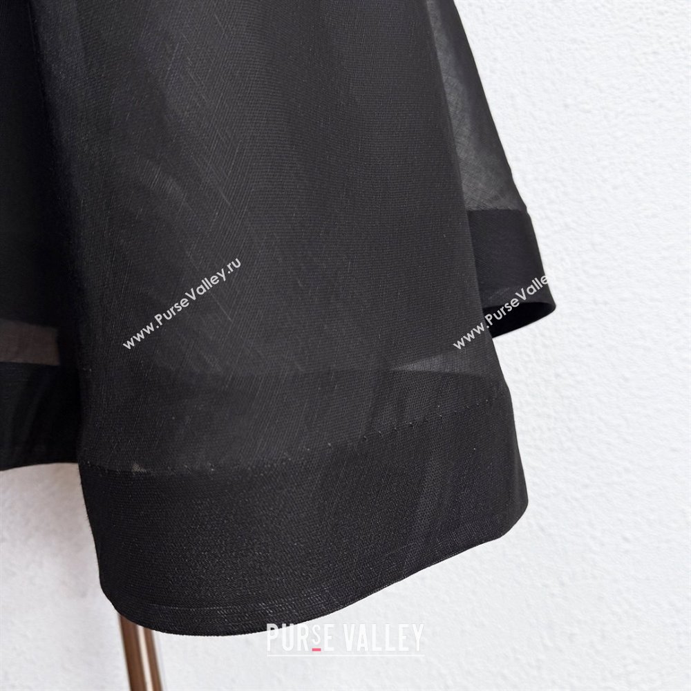 Zimmermann Printed Linen Silk Dress Z73012 Black 2025 (Q-25073012)