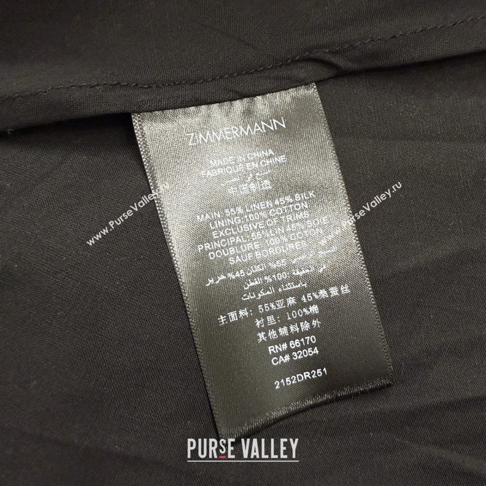 Zimmermann Printed Linen Silk Dress Z73012 Black 2025 (Q-25073012)