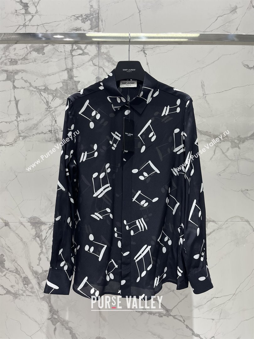 Saint Laurent Silk Shirt B072414 Black 2025 (Q-25072414)