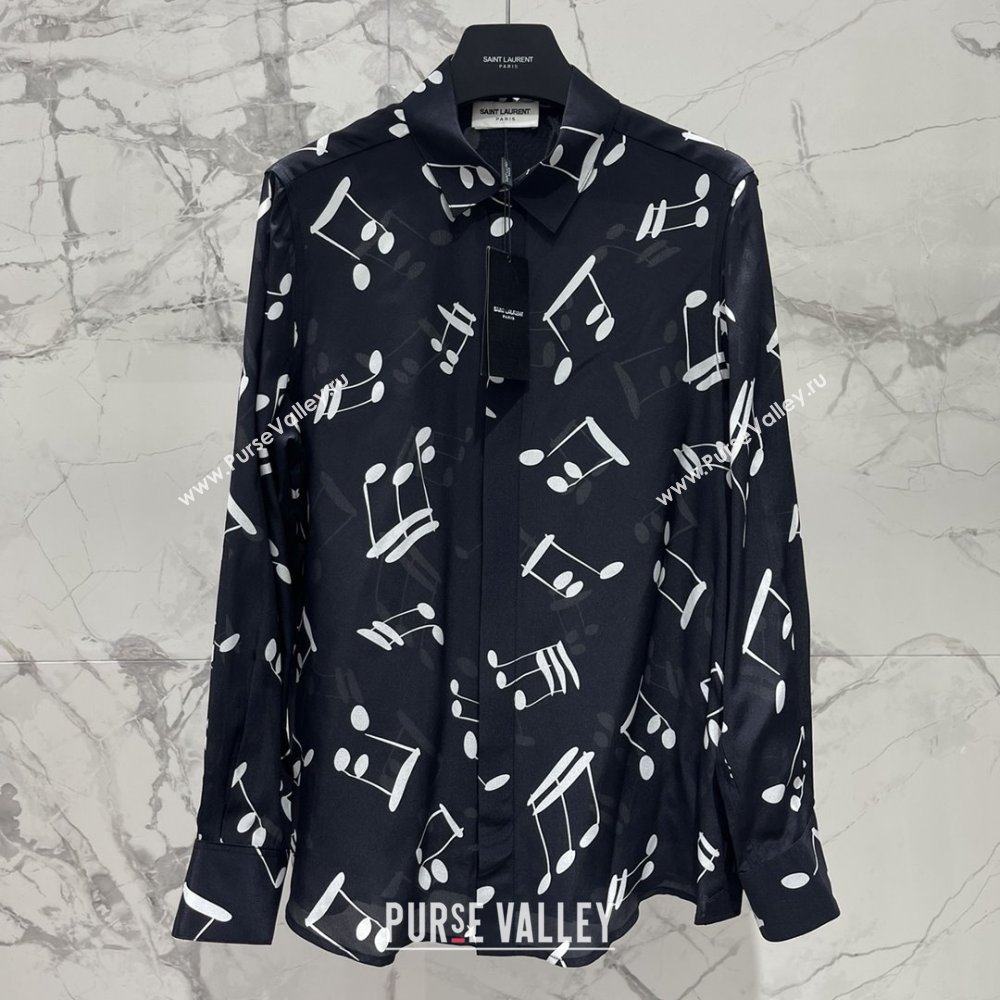 Saint Laurent Silk Shirt B072414 Black 2025 (Q-25072414)