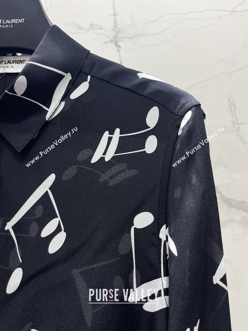 Saint Laurent Silk Shirt B072414 Black 2025 (Q-25072414)