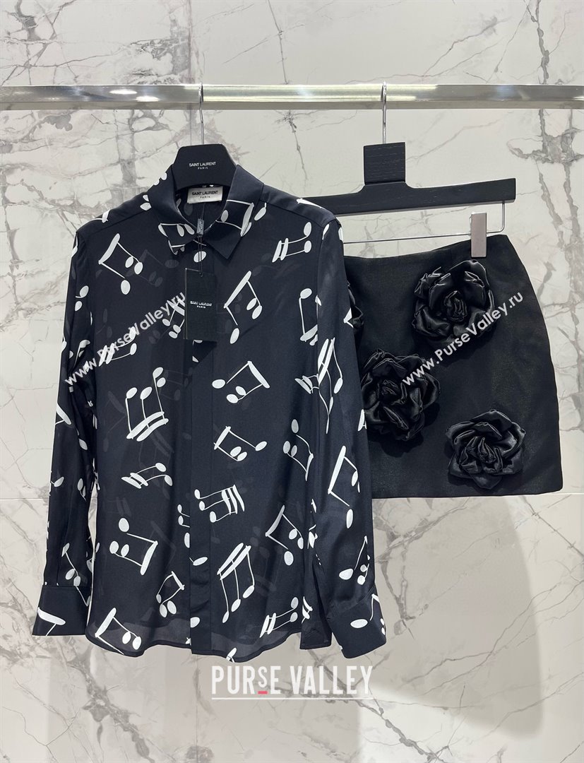 Saint Laurent Silk Shirt B072414 Black 2025 (Q-25072414)