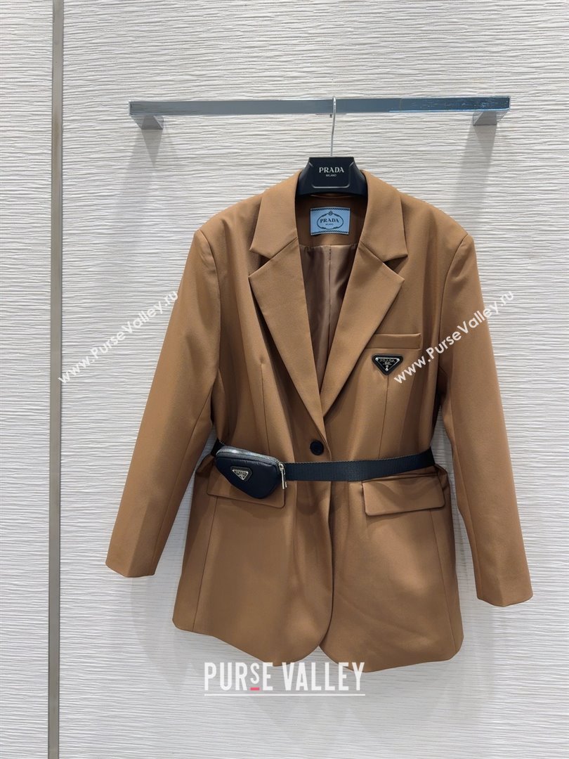 Prada Jacket with Belt P73016 Brown 2025 (Q-25073016)