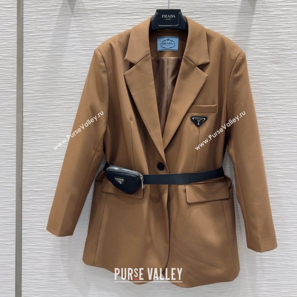 Prada Jacket with Belt P73016 Brown 2025 (Q-25073016)