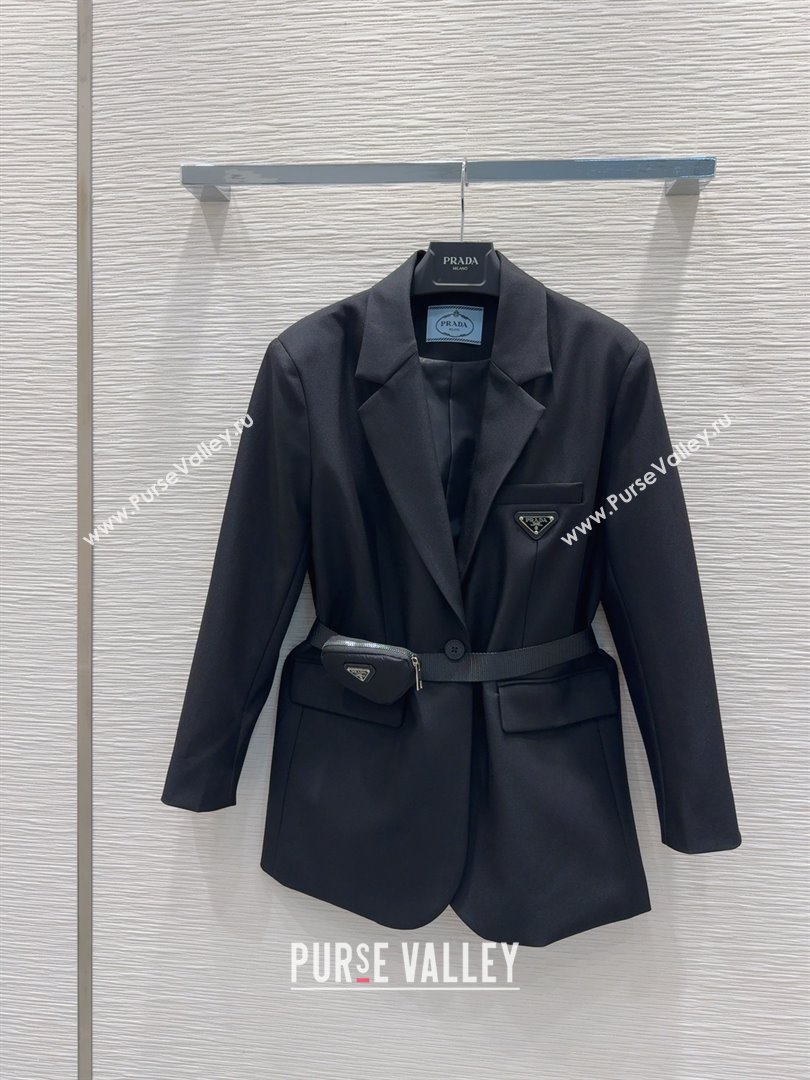 Prada Jacket with Belt P73015 Black 2025 (Q-25073015)