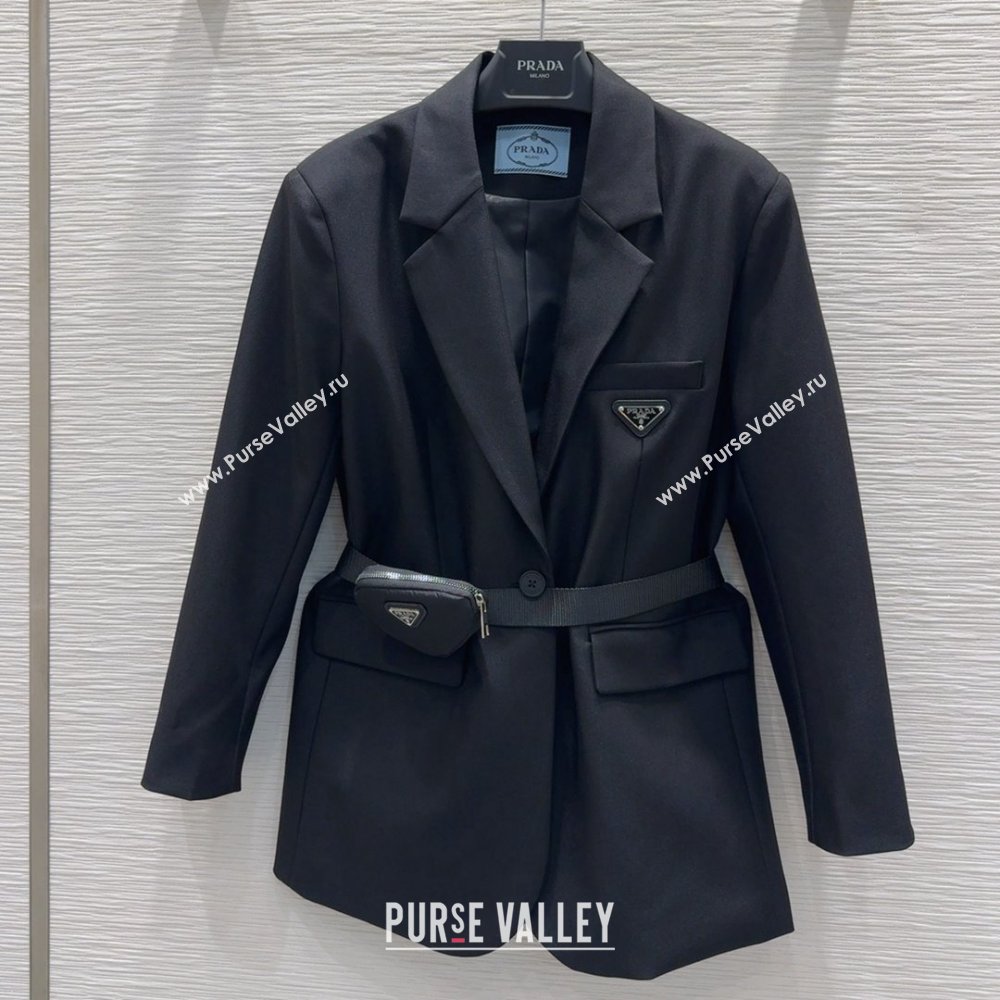 Prada Jacket with Belt P73015 Black 2025 (Q-25073015)