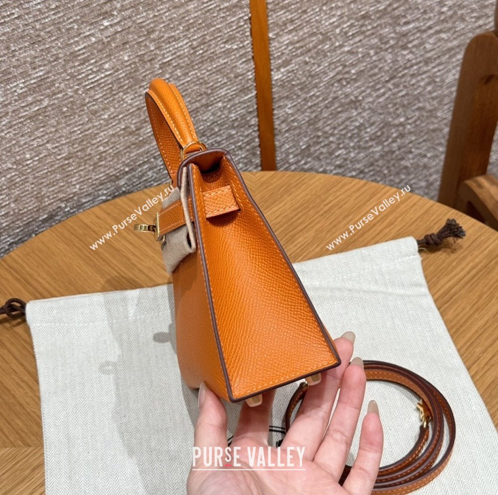 Hermes Mini Kelly II Bag 19cm in Epsom Leather 93/Classic Orange/Gold 2025(Half-Handmade) (XX-25072420)