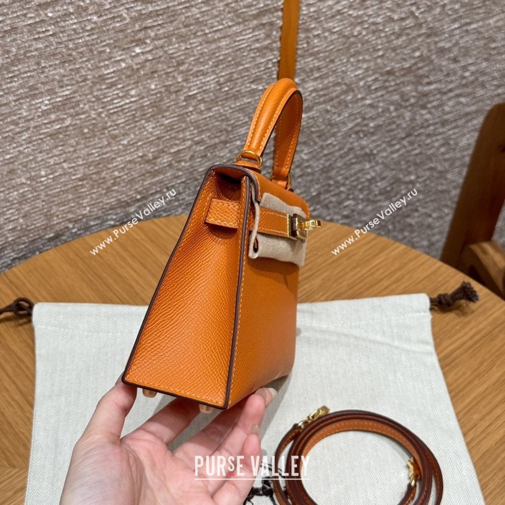 Hermes Mini Kelly II Bag 19cm in Epsom Leather 93/Classic Orange/Gold 2025(Half-Handmade) (XX-25072420)