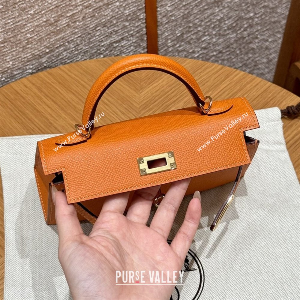 Hermes Mini Kelly II Bag 19cm in Epsom Leather 93/Classic Orange/Gold 2025(Half-Handmade) (XX-25072420)