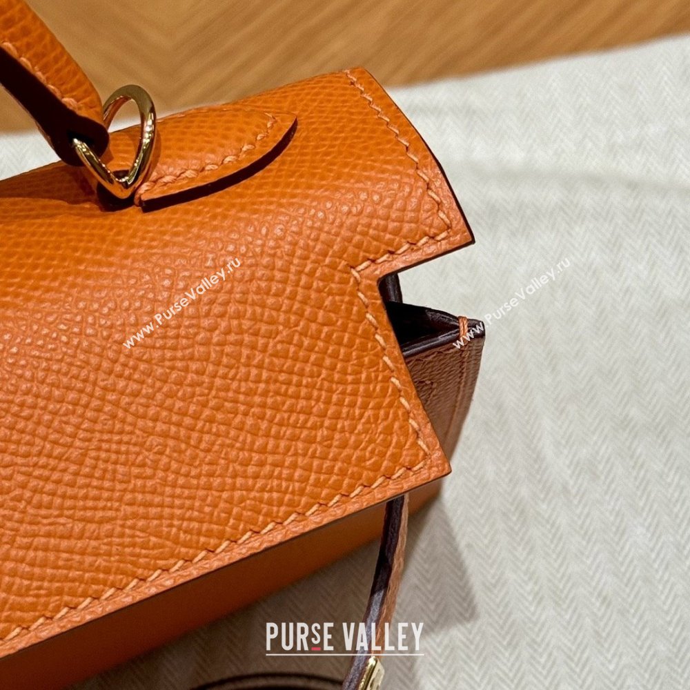 Hermes Mini Kelly II Bag 19cm in Epsom Leather 93/Classic Orange/Gold 2025(Half-Handmade) (XX-25072420)