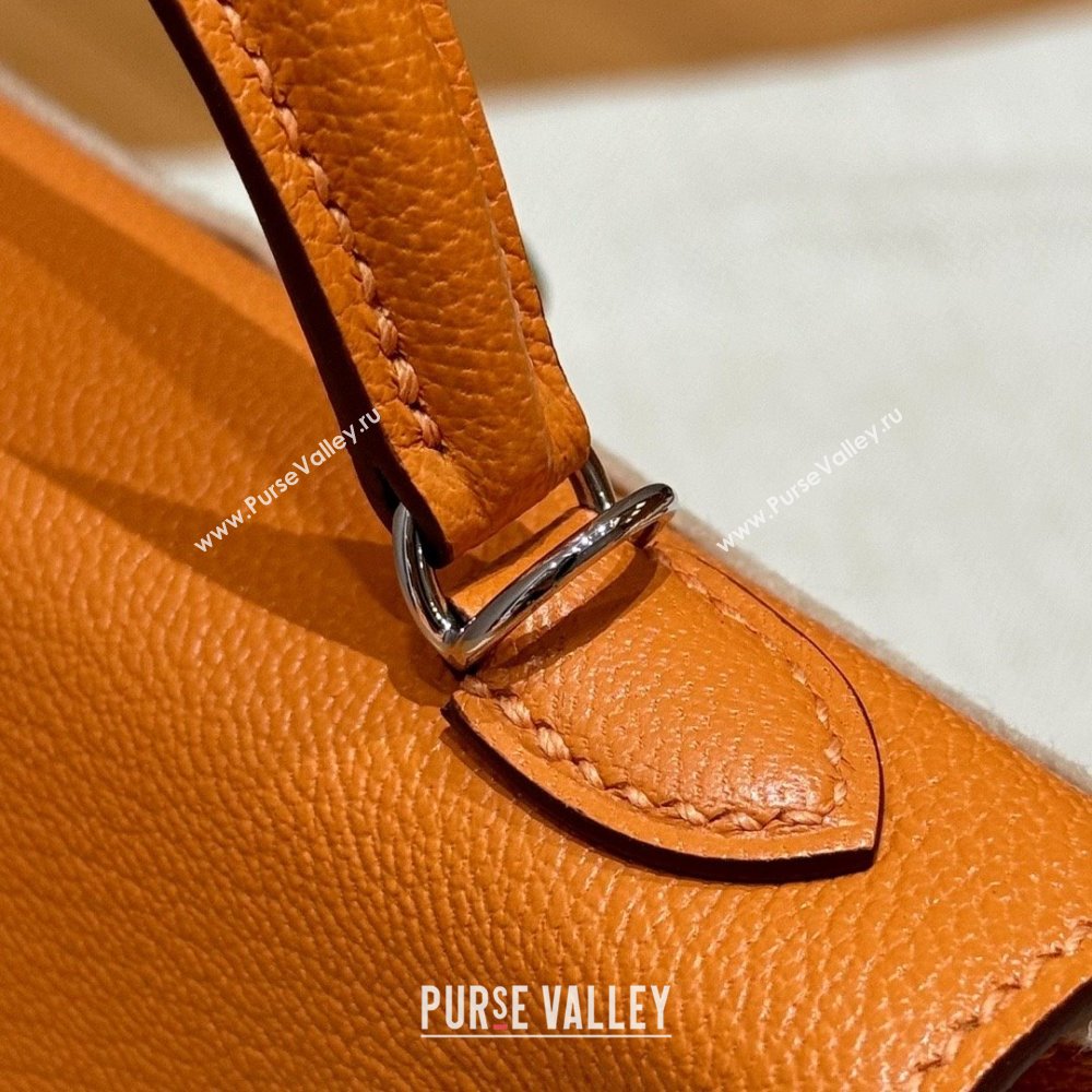 Hermes Mini Kelly II Bag 19cm in Chevre Leather 93/Classic Orange/Silver 2025(Half-Handmade) (XX-25072421)