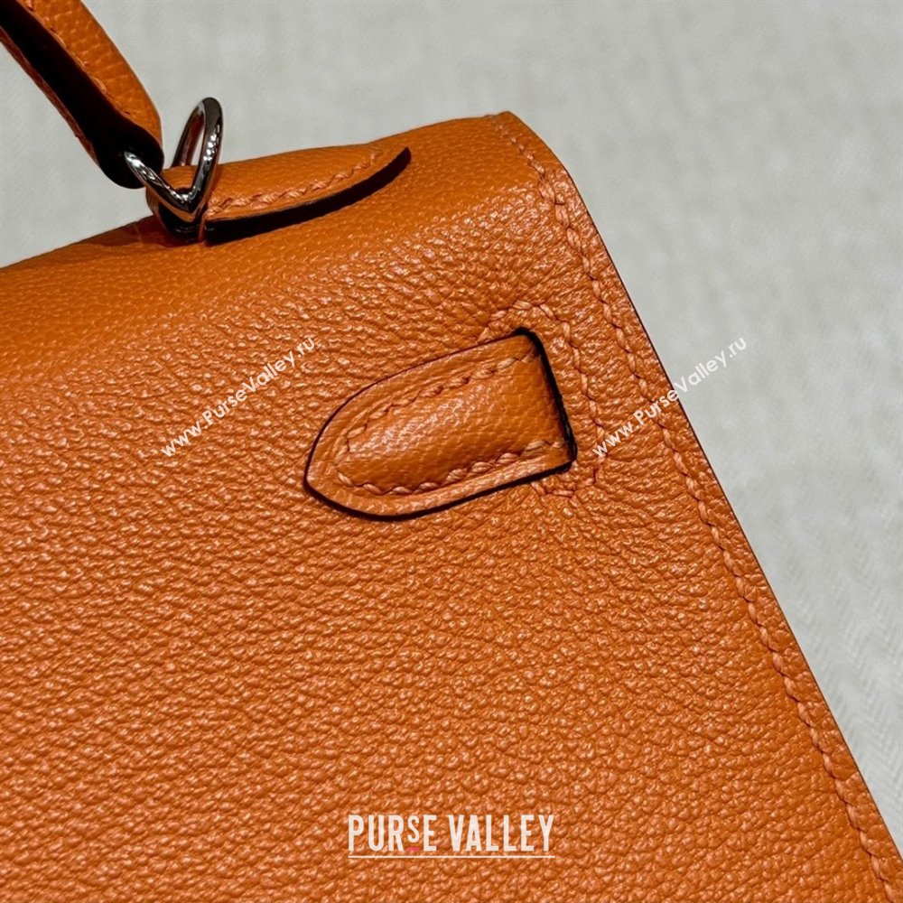 Hermes Mini Kelly II Bag 19cm in Chevre Leather 93/Classic Orange/Silver 2025(Half-Handmade) (XX-25072421)