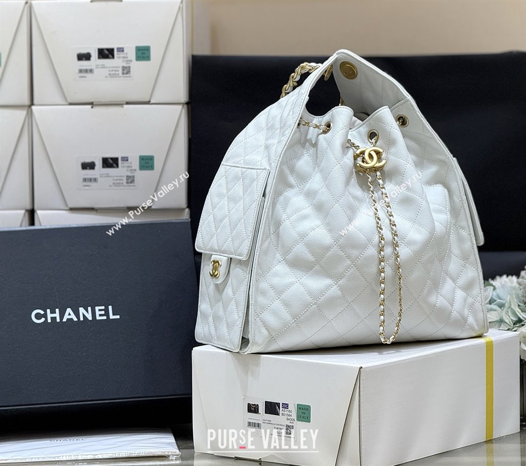 Chanel Haas Grained Calfskin Medium Hobo Bag AS5311 White 2025 Top Quality (SHUNY-25072912)