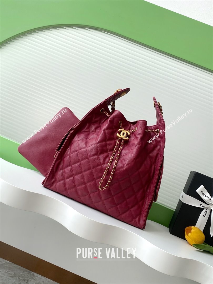 Chanel Grained Calfskin Medium Hobo bag AS5311 Burgundy 2025 (SHUNY-25072917)