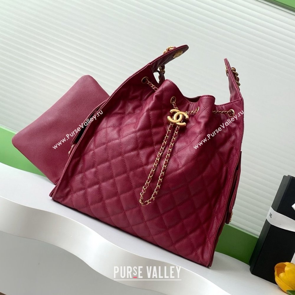 Chanel Grained Calfskin Medium Hobo bag AS5311 Burgundy 2025 (SHUNY-25072917)