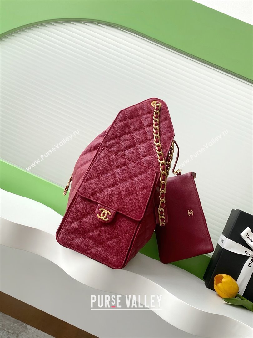 Chanel Grained Calfskin Medium Hobo bag AS5311 Burgundy 2025 (SHUNY-25072917)