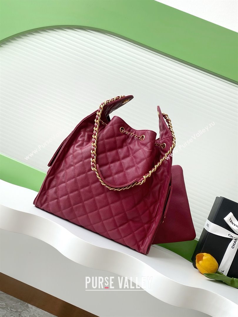 Chanel Grained Calfskin Medium Hobo bag AS5311 Burgundy 2025 (SHUNY-25072917)