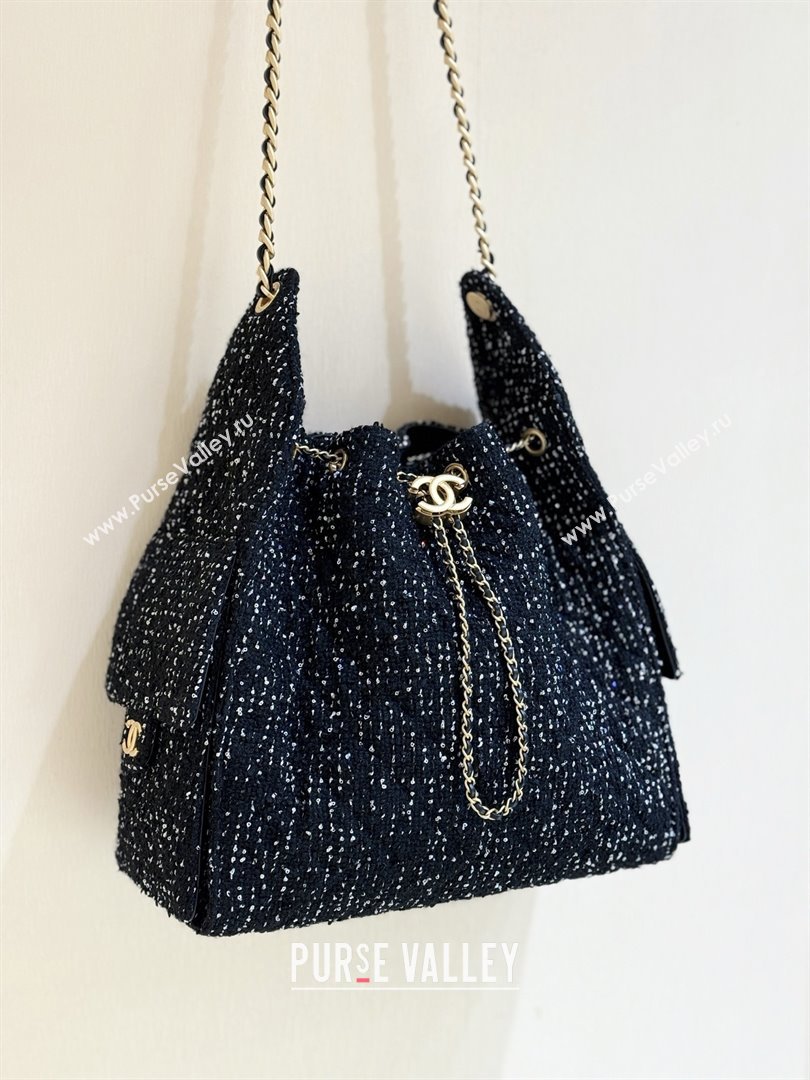 Chanel Tweed Sequins Medium Hobo Bag AS5311 Black 2025 Top Quality (SHUNY-25072801)